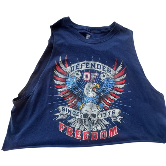 Men’s Patriotic Fourth Of July American Cropped Muscle Tank Top size 2XL Eagle - Picture 5 of 5